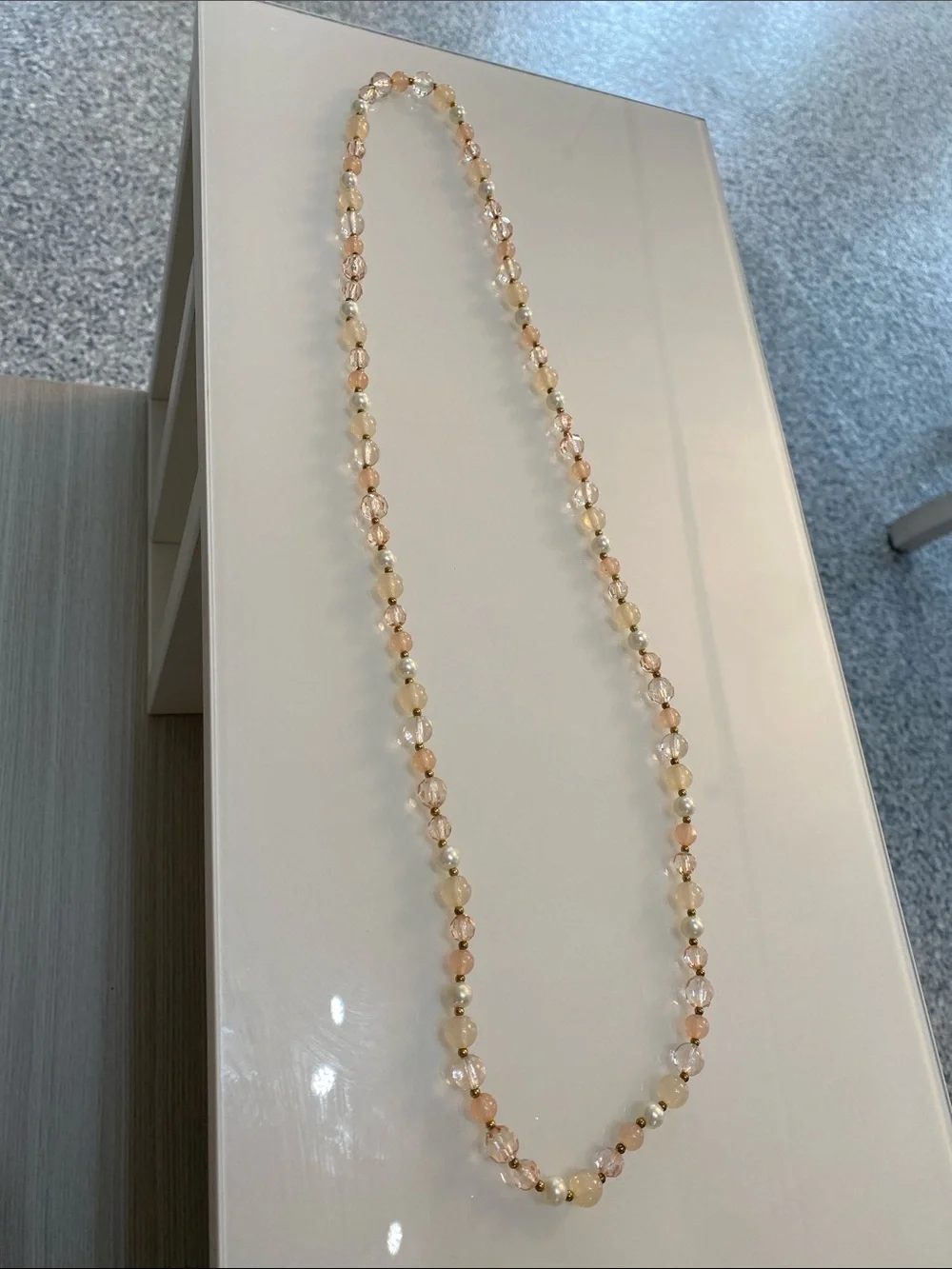 Elegant Peach Pearl Beaded One-Strand Necklace